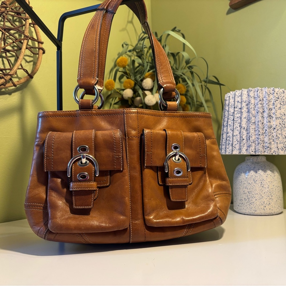 Vintage Coach SoHo Tan Leather Tote Bag